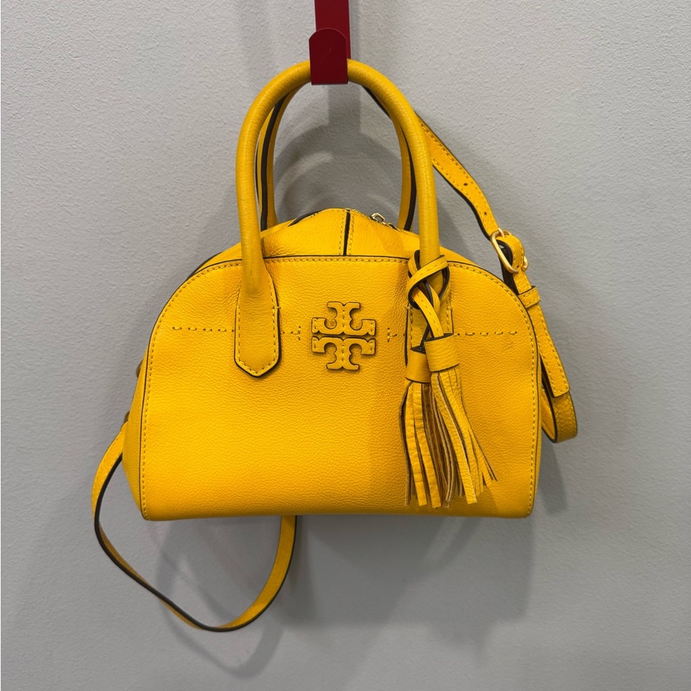 Tory Burch Vibrant Yellow Satchel with Tassel